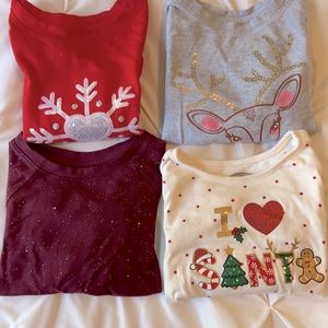 Toddler Girls Christmas long sleeve shirts.